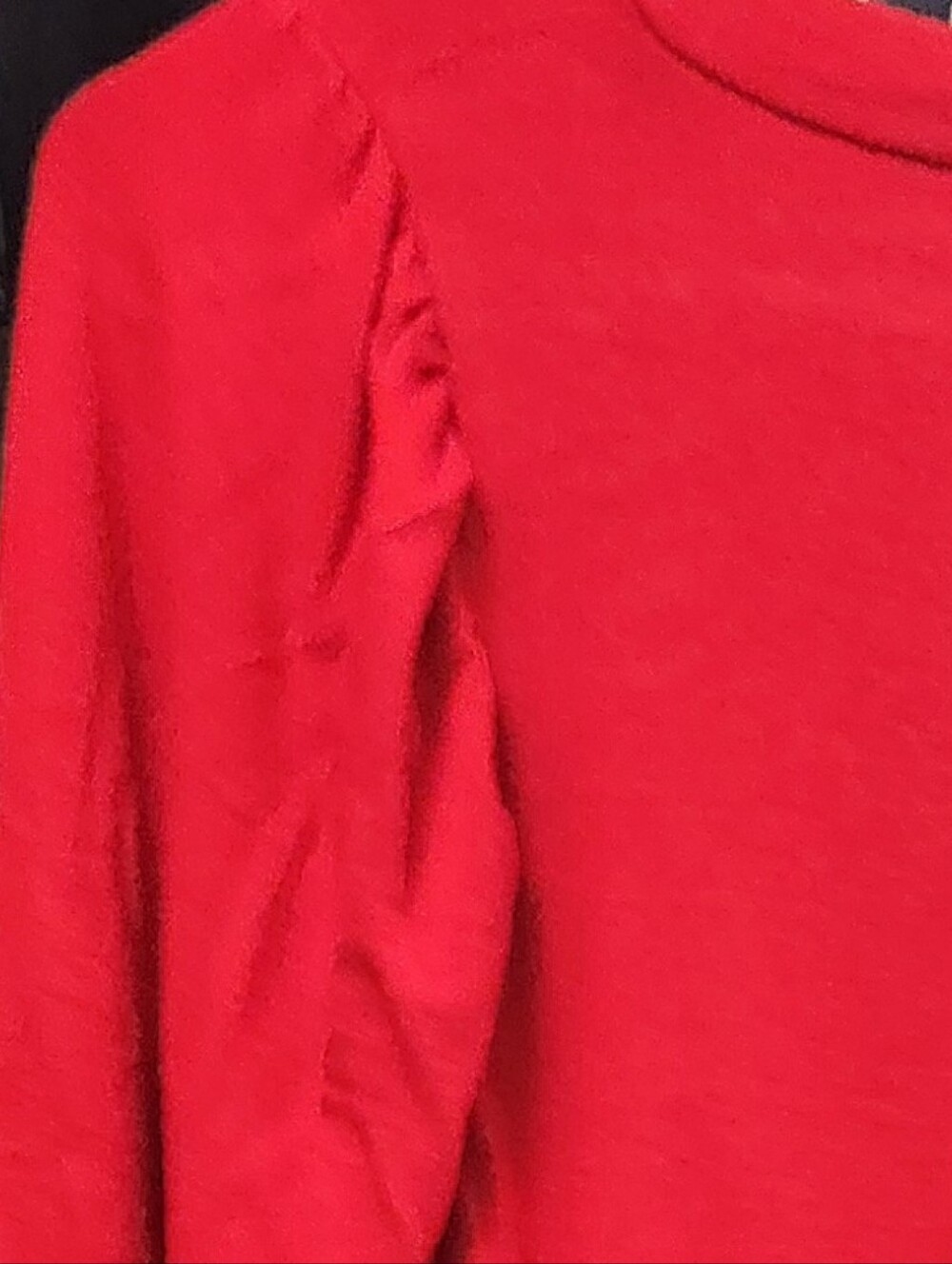 Anne Klein Red Puff Sleeve Modal Stretch Knit Blouse Top Large Size L - Picture 12 of 12